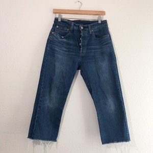 Levi's 501 Cropped Raw Hem Button Fly Jeans Size 28